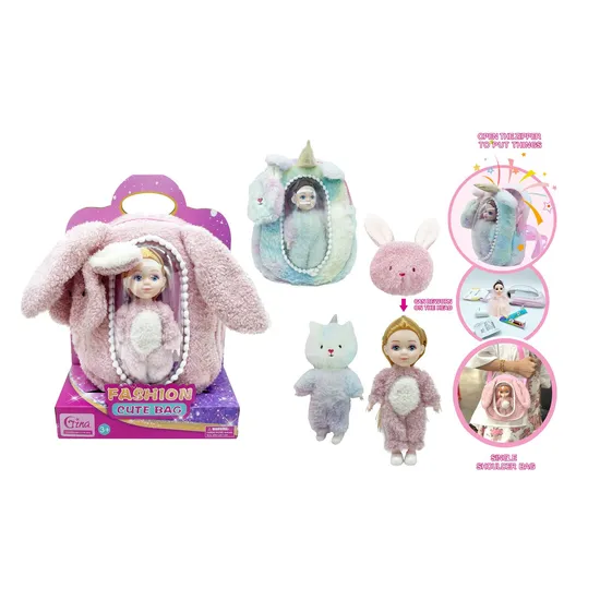 Children′s Plastic Plush Doll Handbags Cute Girl Figures Toys for Kids
