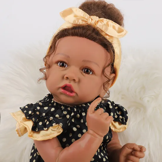 22"55cm Black Reborn Bebe Doll for Children