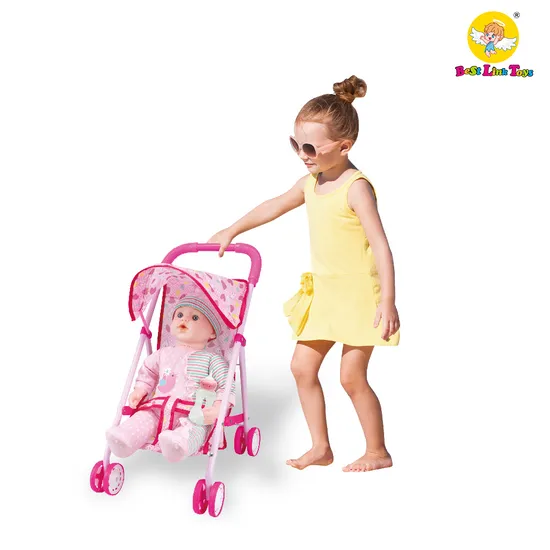 Wholesale 18 Inch Cute Cotton Baby Doll with Iron Stroller