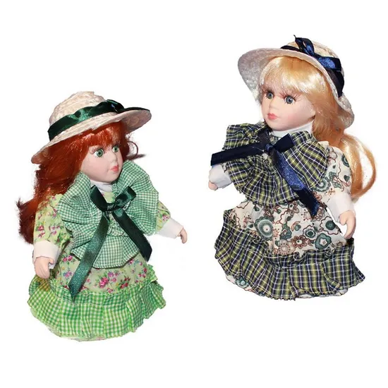 20cm Ceramic Doll with Straw Hat