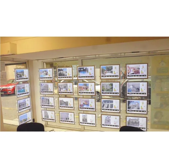 Acrylic Photo Frame Window Hanging A0/A1/A2/A3/A4 Column Crystal Real Estate Light Box