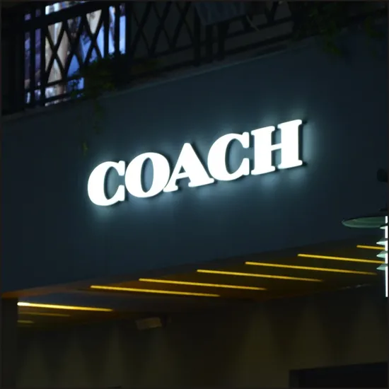 High Quality Chrome Metal LED Backlit Resin Channel Letter Signs