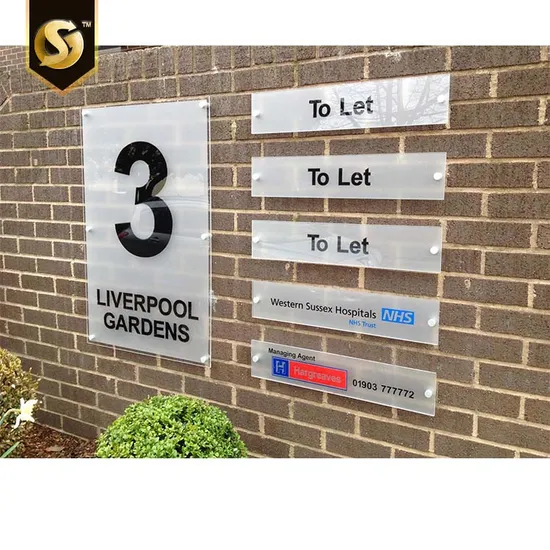 Brush Acrylic Glass Sign Plaque with Room Number for Office Schools