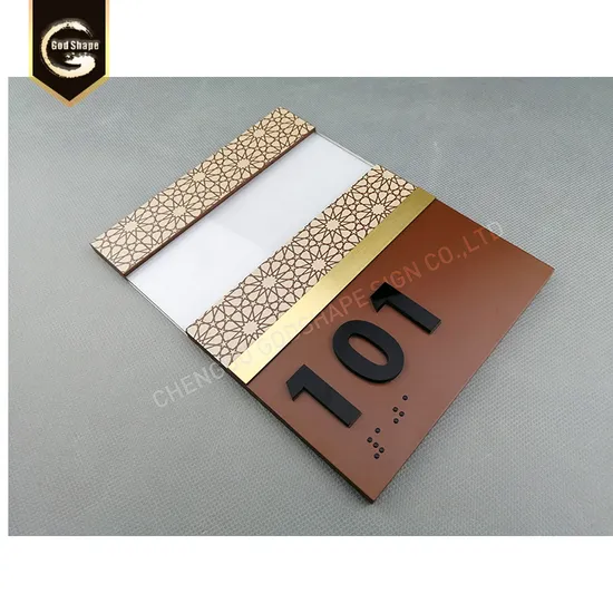 Custom UV Printing Stainless Steel Door Number Plate with Braille