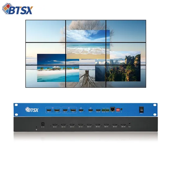 2X2, 2X3, 3X3, 2X4, and 4X2 Field-Type Splicing Modes Supports up to 4-Channel Signal Input Switching 4K60 UHD Video Processing Capability