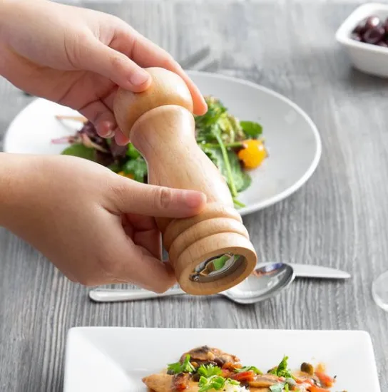 Weijia 6" Matte Natural Wooden Salt / Pepper Mill
