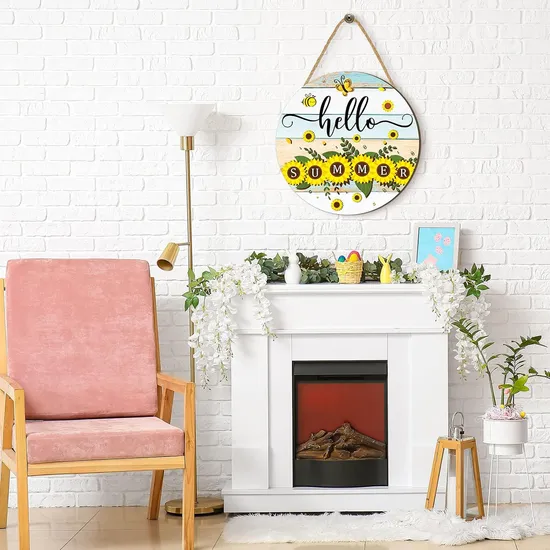 Rustic Summer Round Hanging Sign