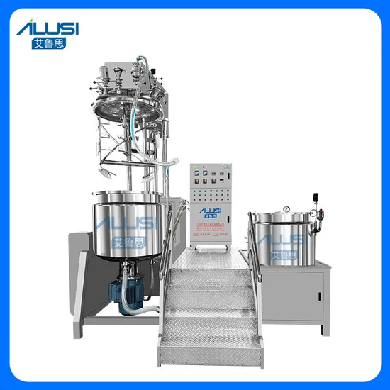 2000L Vacuum Mixing Tank Hydraulic Lifting Type Electric Heating Bottom Homogenizer Vacuum Emulsifying Mixer