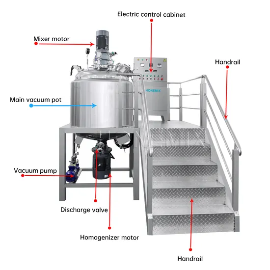 Hair Wax Vacuum Emulsifying Tank Double Jacket Heated Mixing Homogenizer Pot