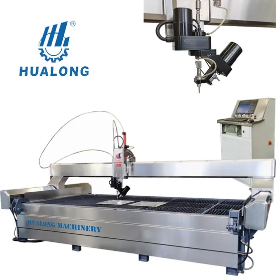 Hualong Stone Machinery Advanced 5 Axis CNC Water Jet Cutting Machine with High Pressure Pump for Stone and Glass
