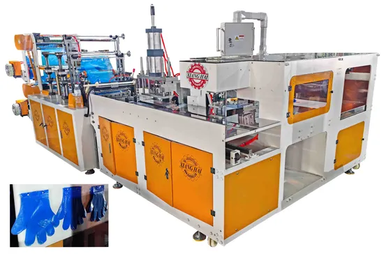 Fully Automatic Double Layers Plastic Disposable HDPE PE Punching Hole Glove Making Machine