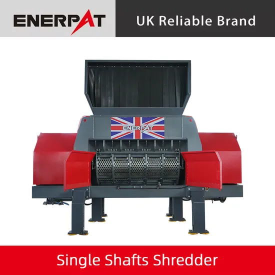 2*200kw Powerful Motor Crushing Plastic Used Cloths Ton Bags Pallet Tanks Barrels Tire Shredder