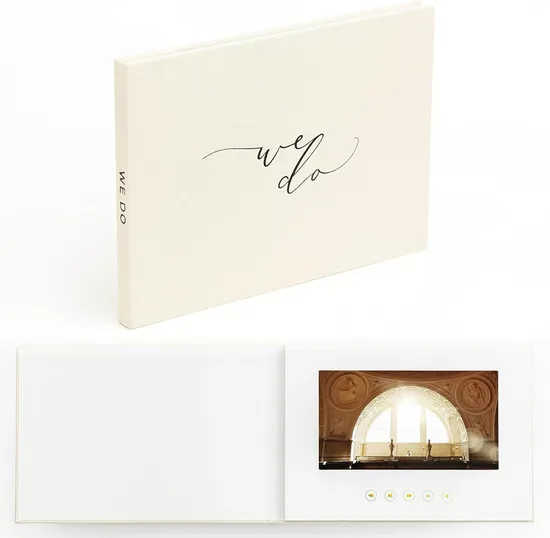 Best Day Ever 7 Inch IPS LCD Digital Book Wedding Card Linen Cover Video Brochure Greeting Card Wedding Video Album