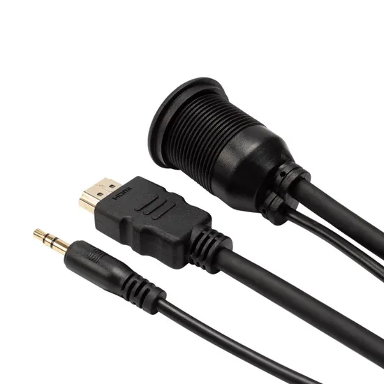 3.5mm & HDMI Male to Female Aux Flush Mount Car Mount Extension Cable