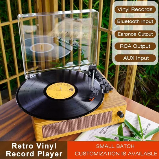 R108 Antique Gramophone Vintage Vinyl Lp Record Player Turntable with Pause and Auto-Stop Function