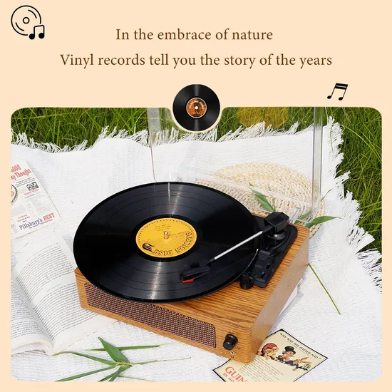 R108 Retro Vinyl Phonograph Record Player 33/45/78rpm 3speed Professional Atomic Vinyl Record Speaker Gramophone Turntable