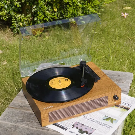 R108A Multi Function Built-in Speaker Gramophone Ruby Stylus Plastic Turntable Bluetooth Vinyl Record Player