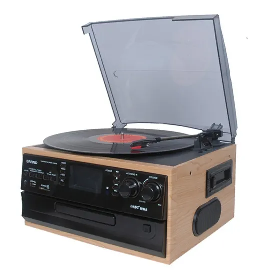 Vinyl Multifunction Record Player Bluetooth Vintage Turntable 3-Speed