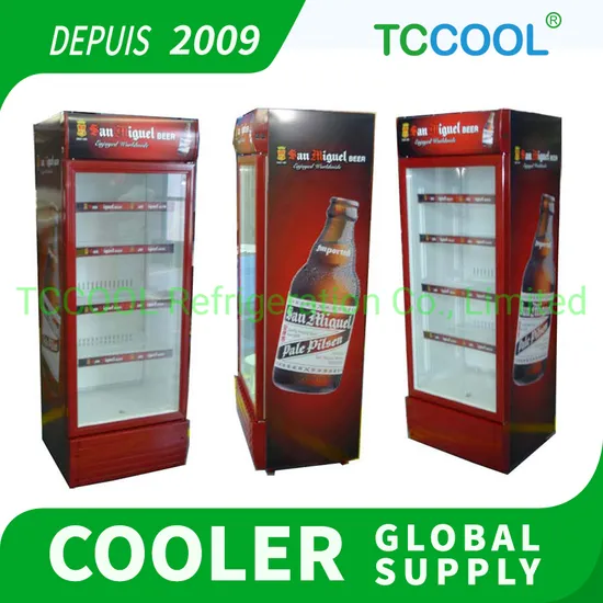 Commercial Refrigerator Vertical Glass Door Refrigerated Cooler for Beverage Company