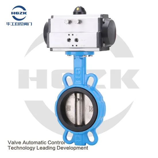 Pneumatic Butterfly Valve Actuator EPDM PTFE Seat Wafer Type Flange Water Oil Control Ss Iron