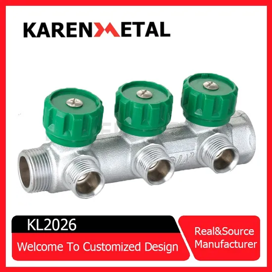 2-4 Way Manifold Nick Plated Brass Used for Indoor Floor Heating Systems