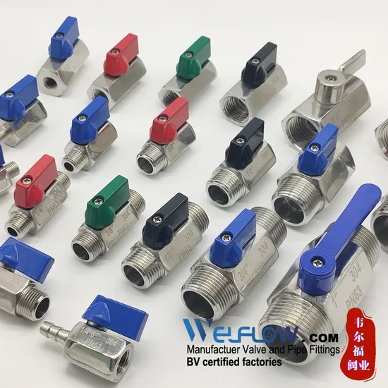 Made in China 1/4" -4" Stainless Steel Ball Valve for Water 304 316 NPT Mini Ball Valve 1000wog Bsp 1/ 2 /3PC Ss Pipe Fittings NPT Male and Male Thread
