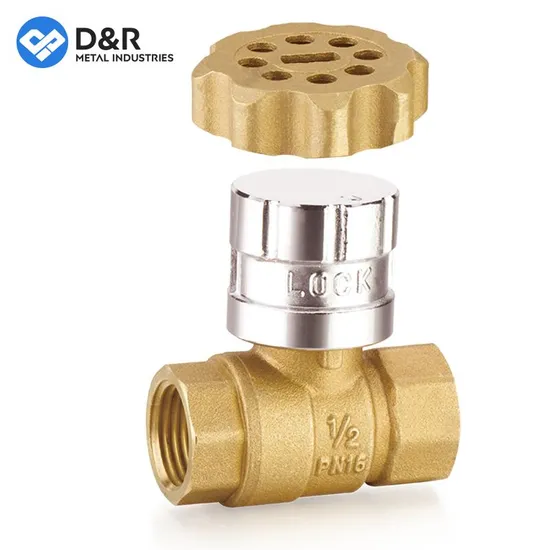 D&R 2 Way Brass Lockable Ball Valves 1/2 Inch Female Male Thread Waterproof Magnetic Lock Ball Valve Key for Water Use