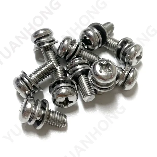 Stainless Steel 304 Cross-Recessed/Phillips Pan Head Machine Screw with Flat and Spring Washer (M2-M10)