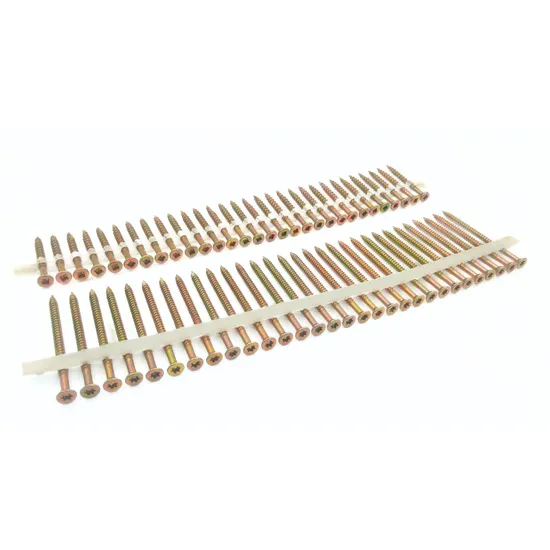 Zinc Plated C. S. K Head Trox Drive Coarsethead Subfloor Screws Plastic Collated Strip Screws
