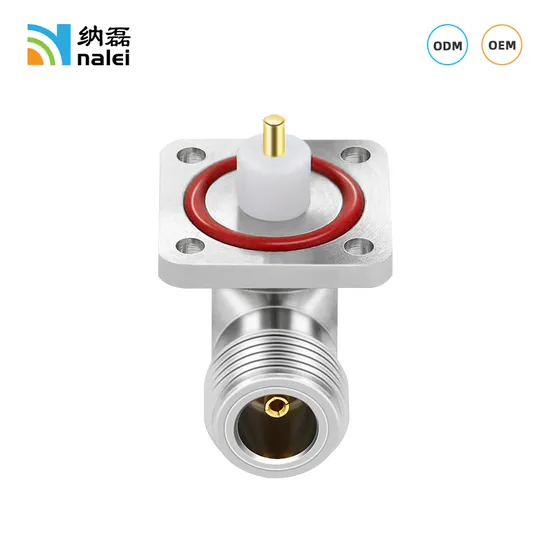 Nalei DC-6g N Type Female Right Angle with Flanged RF Coaxial Connector N-Kwfd Panel Mounting Four-Hole Internal Guide Welding