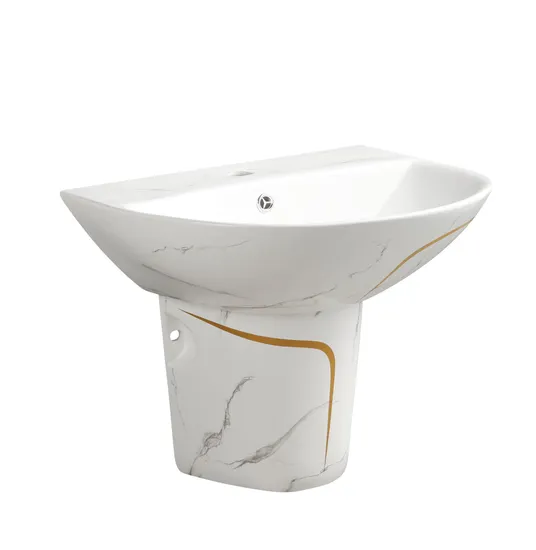 Hand Wash Sink Washbasin Glazed Wall-Hung Semi Pedestal Basin