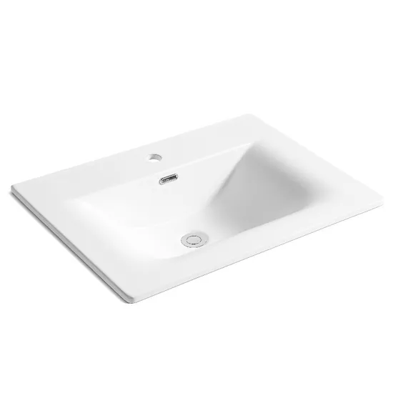 Factory Price Top 70white Ceramic Sink Wash Basin with Thin Edge Cabinet Vanities