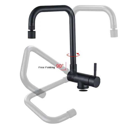 304 Stainless Steel Brushed Hot and Cold 360 Degree Rotating Folding Kitchen Sink Faucet