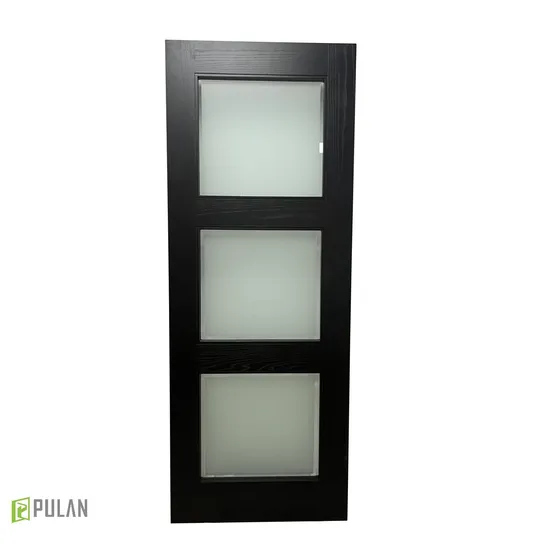 3-Lite Tempered Frosted Glass and Solid Core Manufacture Wood White Primed Interior Door