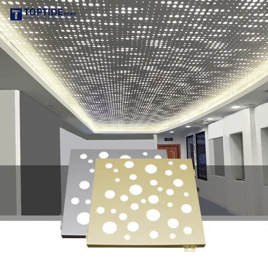 Aluminum Acoustic False Ceiling Tiles Perforated Ceiling Board with LED Lighting