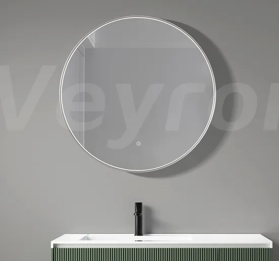 CE SAA ETL UL Certificated Aluminium Silver Oval Hanging Glass Mirror Hotel Bathroom Homestay Decorative Touch LED Dressing Mirror with Bluetooth