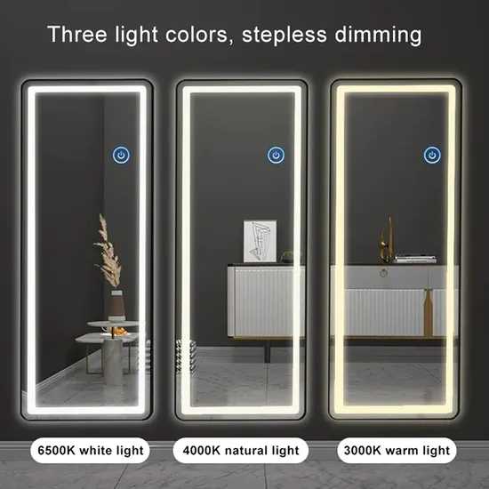Wholesale Full-Length Standing Floor LED Big Salon Lighting Fogless HD Beauty Dressing Silver Glass Mirror for Home Decor