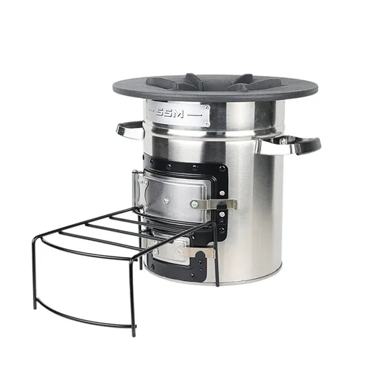Two Doors Wood Burning Camping Stove for Outdoor Cooking BBQ