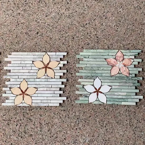 Artistic Strip Flower Mosaic Modern Flower Pattern Tile Marble Mosaic Tiles