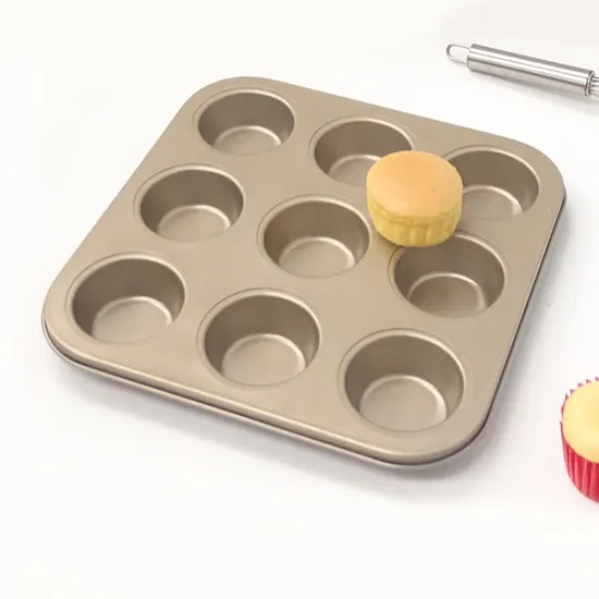 Eco Friendly Non-Stick Carbon Steel Muffin Pan Baking Molds 4/6/9/12 Cavity Round Bottom Cupcake Tin Muffin Mold Tray for Oven