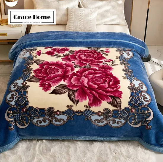 100% Polyester Heavyweight Windproof Two Sides Fleece Raschel Blanket