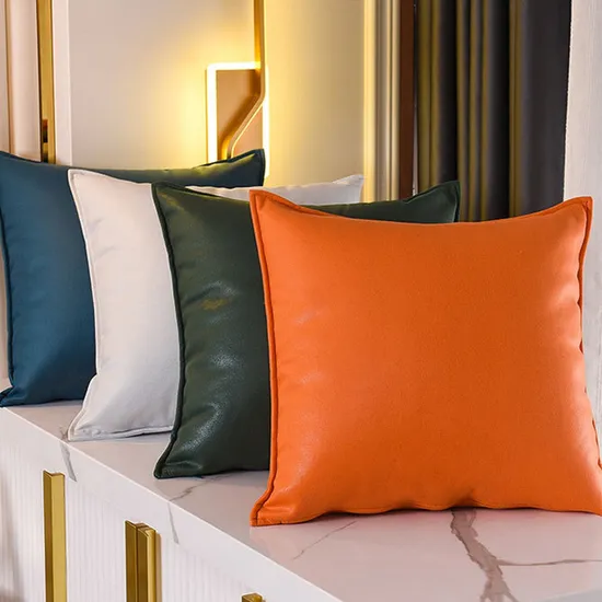 Wholesale Imitation Leather Leathaire Technology Fabric Waterproof Decoration Square Pillow Cushion Cover