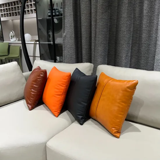 Full Grain Leather Cushions Cover Custom Cowhide Seat Cushions & Pillow