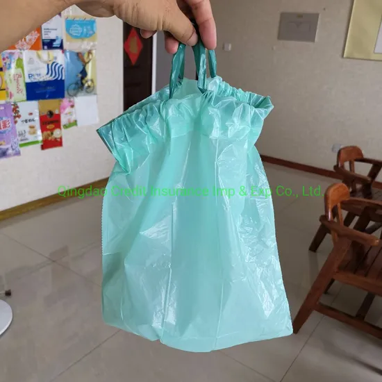 100%Biodegradable &Compostable Cornstarch Waterproof Plastic Drawstring Trash Garbage Bags on Roll