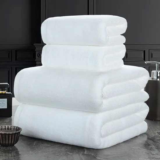 Low MOQ Custom White Terry Cotton Luxury Hotel Towels with Brand Logo
