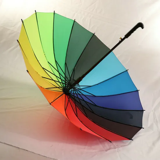 Promotional Auto Open 16k Colorful Rainbow Golf Rain Umbrella