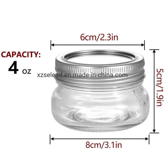 Mini Wide Mouth Canning Jar Stackable 4oz 8 Oz 12oz Small Glass Mason Jars with Cap