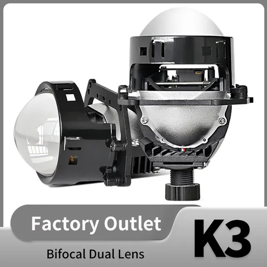 Highlight Spotlight 3 Inches LED Auto Bulb Light Headlight for Car Accessories with Bifocal Dual Lens (K3)