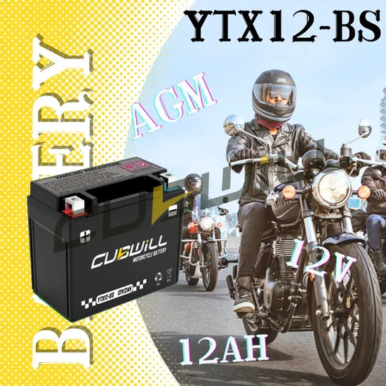 New Product High Power Lead Acid Motorcycle Mf Starting Battery 12V 4ah 5ah 7ah 9ah Ytx12 Start Motor AGM Battery