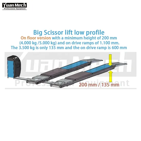 Italian Top Design 5000kg Ultra-Thin Large Shear Lift Wheel Aligner Big Scissor Car Lift